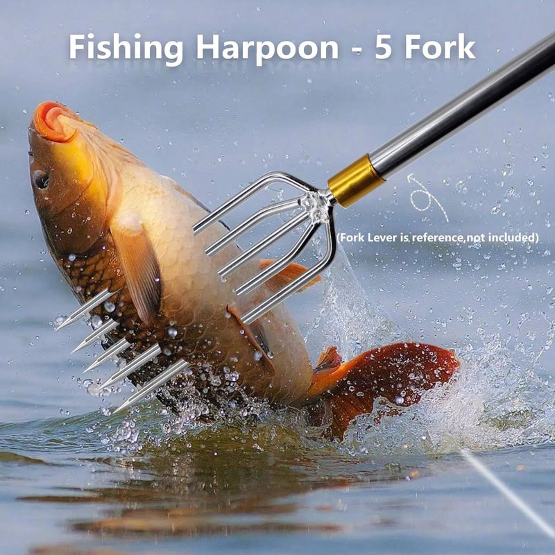 Dutiplus Large Fishing Harpoon 1~11 Prong Barded Stainless Steel Hunting Fish Gig Gaff Fork Hook with 8mm Screw for Catching Big Fish Mole Big Bullfrog - Image 2
